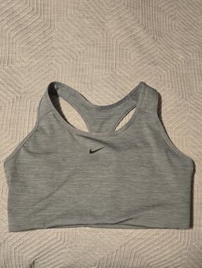 Nike Light Gray Racerback Sports Bra with Black Swoosh